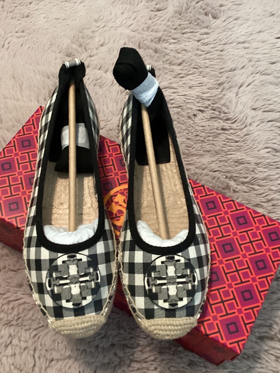Tory Burch Shoes - Black & White Gingham Espadrille Flats